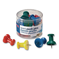 Officemate Giant Push Pins, Assorted Colors, Plastic, 1.5
