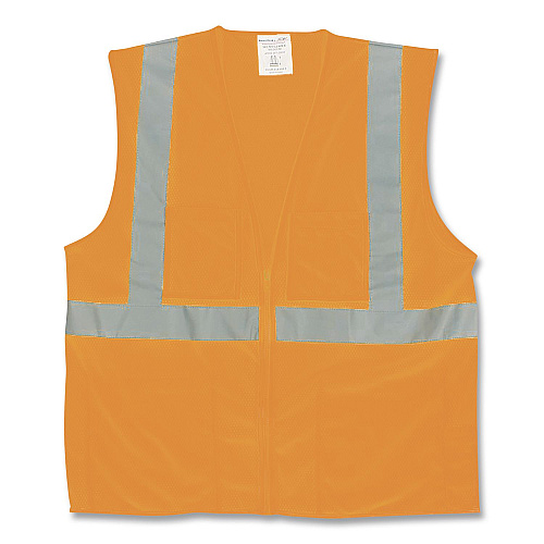 PIP ANSI Class 2 Hook and Loop Safety Vest, Polyester Mesh, Medium, Hi-Viz Orange (302MVGORM)