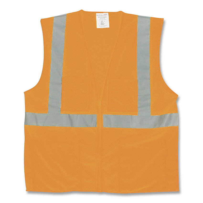 PIP ANSI Class 2 Hook and Loop Safety Vest, Polyester Mesh, Medium, Hi-Viz Orange (302MVGORM)