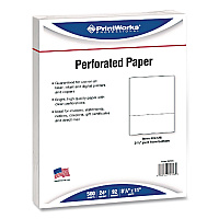 Printworks Professional Perforated Paper, 92 Bright, Perforated 3.67 from Bottom, 24 lb Bond Weight, 8.5 x 11, White, 500 Sheets/Ream, 5 Reams/Carton (04126)