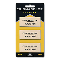 Prismacolor MAGIC RUB Eraser, For Pencil/Ink Marks, Rectangular Block, Medium, Off White, 3/Pack (70503)