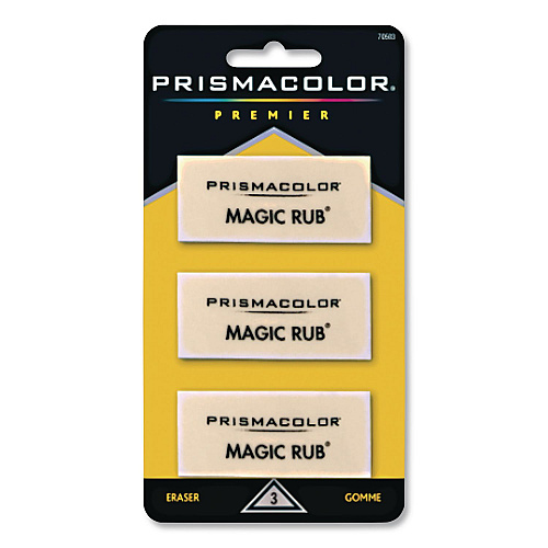 Prismacolor MAGIC RUB Eraser, For Pencil/Ink Marks, Rectangular Block, Medium, Off White, 3/Pack (70503)