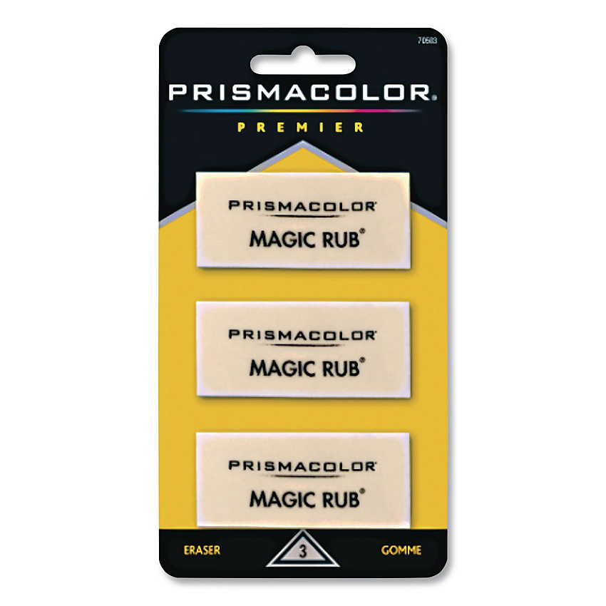 Prismacolor MAGIC RUB Eraser, For Pencil/Ink Marks, Rectangular Block, Medium, Off White, 3/Pack (70503)