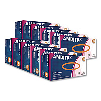AMBITEX L5201 Series Powder-Free Latex Gloves, Medium, 4 mil Thick, 9" Long, Cream, 100/Box, 10 Boxes/Carton (LMD5201CT)