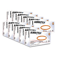AMBITEX V200 Series Powder-Free Vinyl Exam Gloves, Small, 4 mil Thick, 9" Long, Clear, 100/Box, 10 Boxes/Carton (VSM200CT)