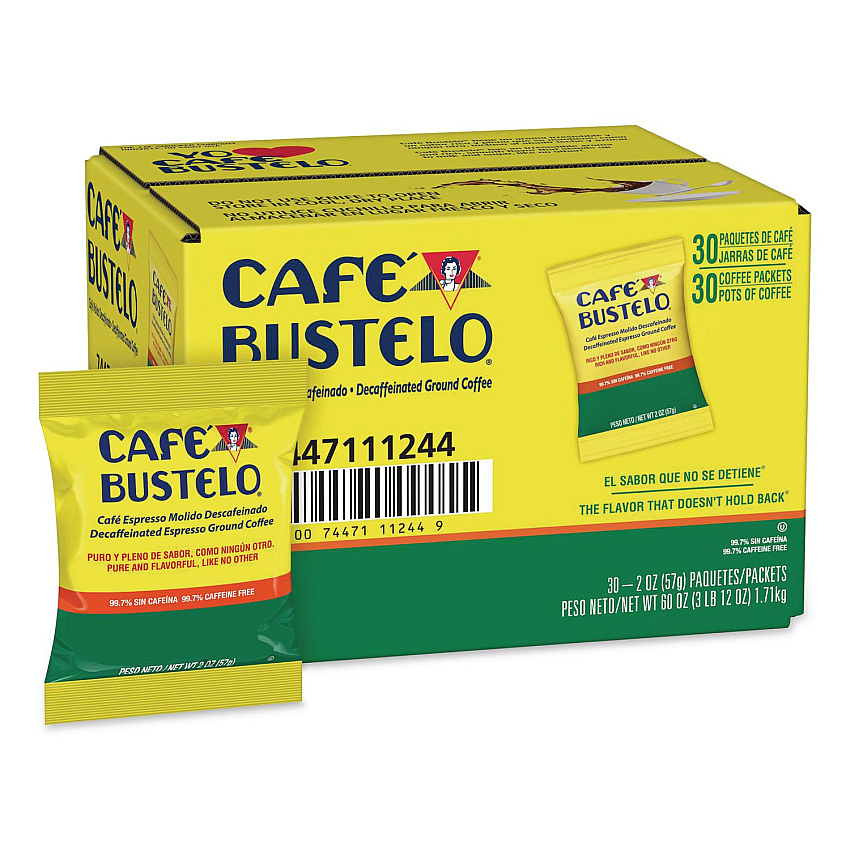 Cafe Bustelo Decaffeinated Espresso Ground Coffee, 2 oz Fraction Pack, 30/Carton (11244)