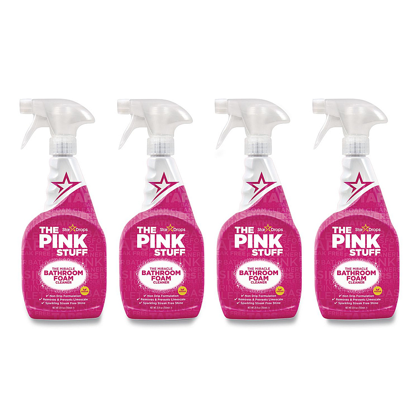The Pink Stuff Bathroom Foam Cleaner, Fruity Scent, 25.4 oz Spray Bottle, 4/Carton (823787CT)