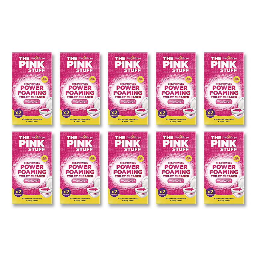 The Pink Stuff Miracle Foaming Toilet Powder, Fruity Scent, 3.5 oz Packet, 2 Packets/Box, 10 Boxes/Carton (824996CT)