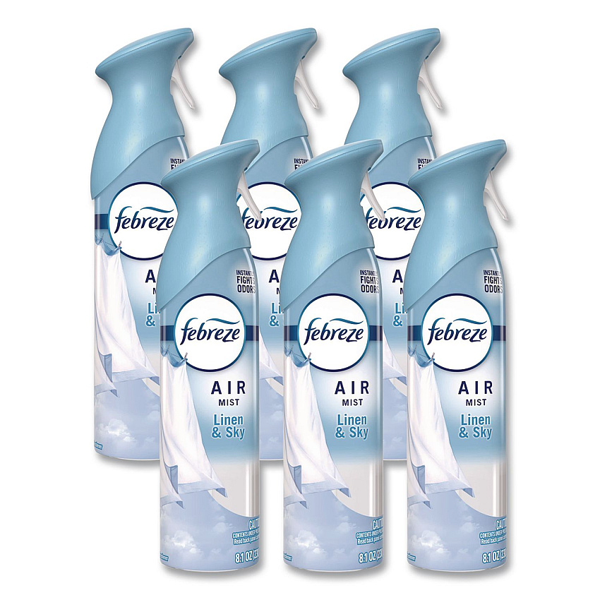 Febreze AIR, Linen and Sky, 8.1 oz Aerosol Spray, 6/Carton (19938)