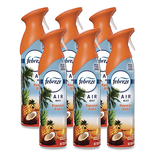 Febreze AIR, Hawaiian Aloha, 8.1 oz Aerosol Spray, 6/Carton (21385)