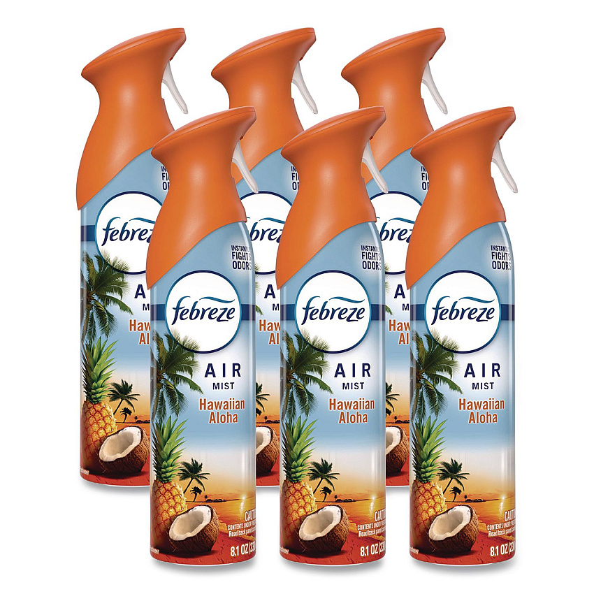 Febreze AIR, Hawaiian Aloha, 8.1 oz Aerosol Spray, 6/Carton (21385)