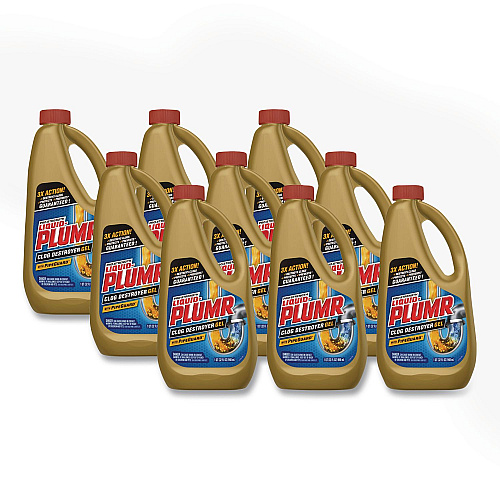 Liquid Plumr Pro-Strength Full Clog Destroyer Plus PipeGuard, 32 oz Bottle, 9/Carton (00243)