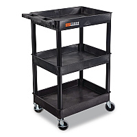 Luxor ENDURA Three-Shelf Utility Cart, Plastic, 300 lb Capacity, 26.5