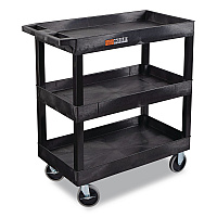 Luxor TUFFY XL Three-Shelf Heavy-Duty Multipurpose Utility Cart, Plastic, 375 lb Capacity, 35.25