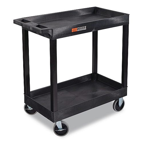 Luxor TUFFY XL Two-Shelf Heavy-Duty Multipurpose Utility Cart, Plastic, 500 lb Capacity, 35.25" x 18" x 35.5", Black (EC11HDB)
