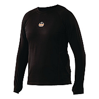 ergodyne N-Ferno 6435 Midweight Long Sleeve Base Layer Shirt, Small, Black (40202)
