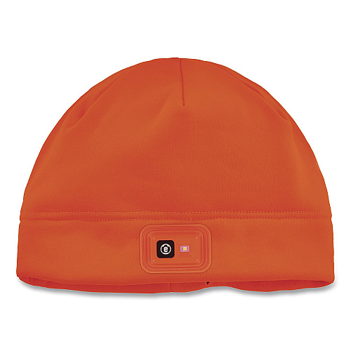 ergodyne N-Ferno 6801 Winter Skull Cap with LED Rechargeable Light, Fleece, One Size Fits Most, Orange (16791)
