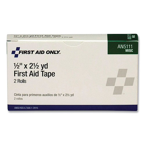 First Aid Only First Aid Tape, Paper, 0.5" x 2.5 yd, White, 6 Rolls/Box (AN5111)