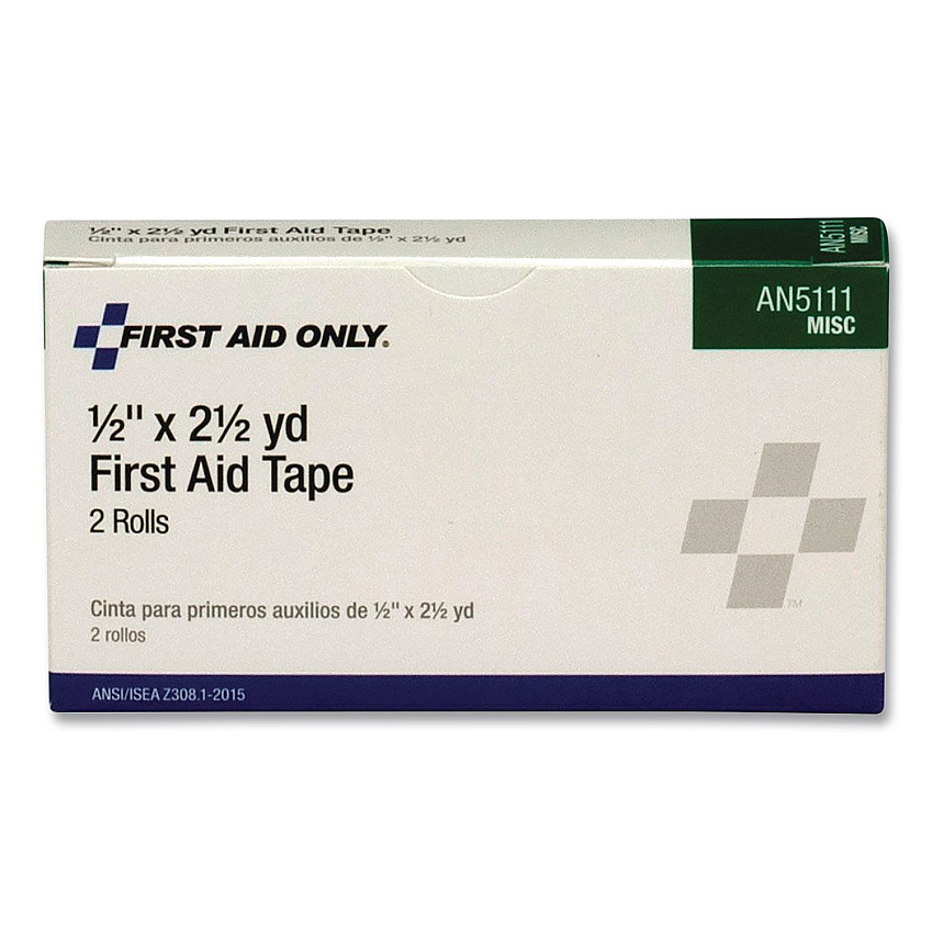 First Aid Only First Aid Tape, Paper, 0.5" x 2.5 yd, White, 6 Rolls/Box (AN5111)