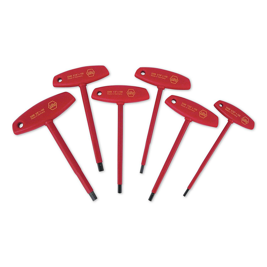 Wiha 6-Piece Insulated T-Handle Inch Hex Screwdriver Set (33490)