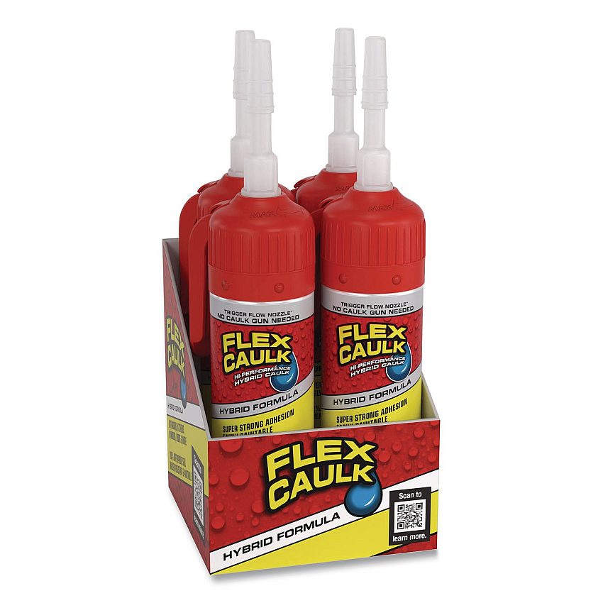 Flex Seal Flex Caulk Hi-Performance Hybrid Caulk, 3 oz Aerosol Can, Dries Clear, 4/Carton (CFSCLRR100)