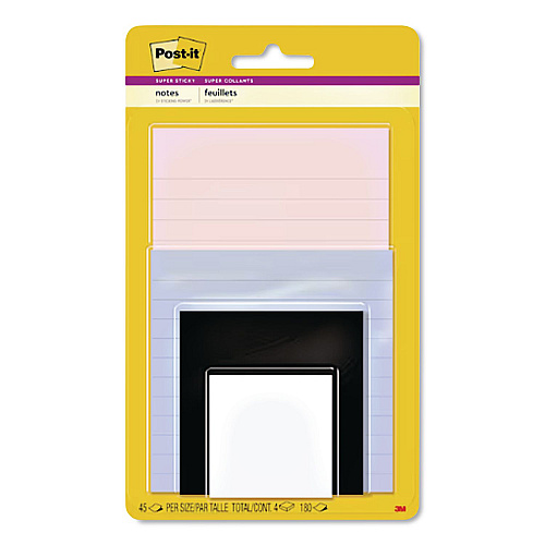 Post-it Pads in Simply Serene Colors, Assorted Sizes, Assorted Colors, 45 Sheets/Pad, 4 Pads/Pack (7100264751)