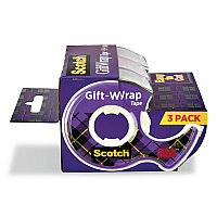 Scotch Gift Wrap Tape with Dispenser, 1" Core, 0.75" x 300", Transparent, 3/Pack (7000048114)