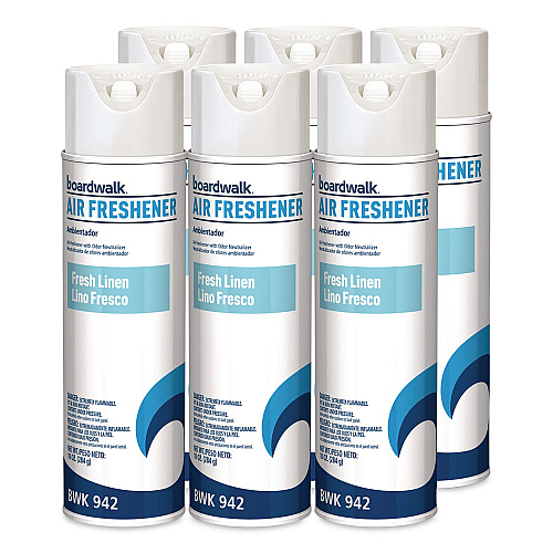 Boardwalk Aerosol Air Freshener, Fresh Linen, 10 oz Aerosol Spray, 6/Carton (942)