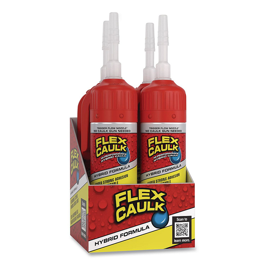 Flex Seal Flex Caulk Hi-Performance Hybrid Caulk, 4.6 oz Aerosol Can, Dries White, 4/Carton (CFSWHTR100)