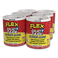 Flex Seal Flex Super Wide Duct Tape, 4" Core, 39 mil Thick, 4.6" x 20 ft, White, 6/Carton (DTWHTR4620)