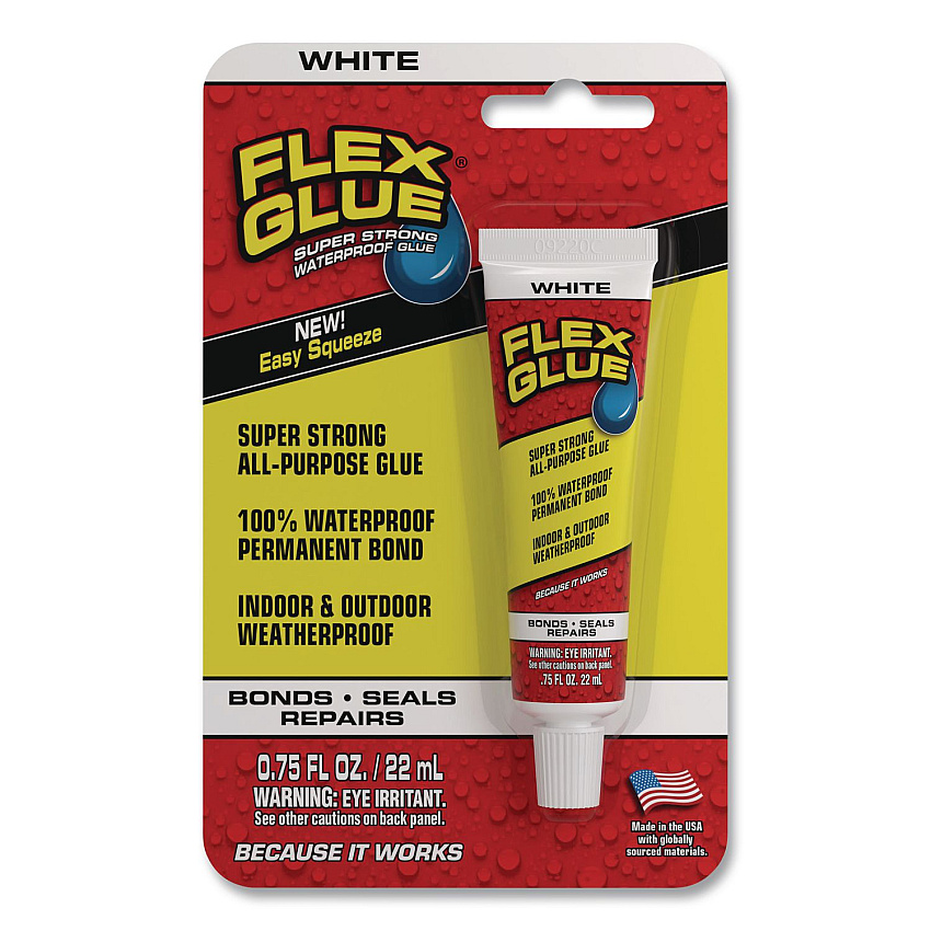 Flex Seal Flex Glue Super Strong Waterproof Glue, 0.75 oz, Dries White, 24/Carton (GFSWHTMINI)