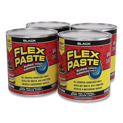 Flex Seal Flex Paste Super Thick Rubberized Paste, 3 lb Can, Dries Black, 4/Carton (PFSBLKR32)