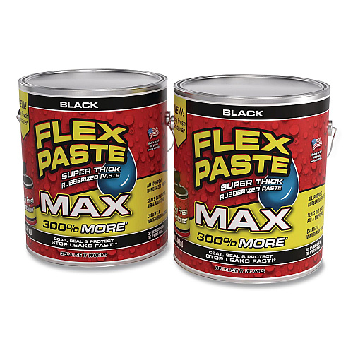 Flex Seal Flex Paste Super Thick Rubberized Paste Max, 12 lb Can, Dries Black, 2/Carton (PFSMAXBLK01)