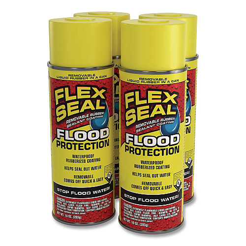 Flex Seal Removable Rubber Sealant Coating Flood Protection Spray, 10 oz Aerosol Can, Dries Yellow, 6/Carton (RFSYELR16)