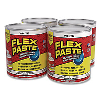 Flex Seal Flex Paste Super Thick Rubberized Paste, 3 lb Can, Dries White, 4/Carton (PFSWHTR32)