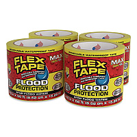 Flex Seal Flex Tape Removable Rubberized Waterproof Flood Protection Tape, 3.75" x 50 ft, Yellow, 4/Carton (RTSYELR0450)