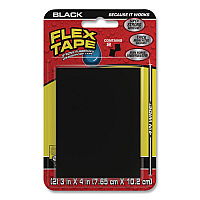 Flex Seal Flex Tape Strong Rubberized Waterproof Tape, 4" Core, 39 mils Thick, 4" x 3", Black, 24/Carton (TFSBLKMINI)