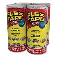 Flex Seal Flex Tape Strong Rubberized Waterproof Tape, 4" Core, 39 mil Thick, 8" x 5 ft, Clear, 4/Carton (TFSCLRR0805)