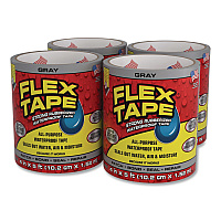 Flex Seal Flex Tape Strong Rubberized Waterproof Tape, 4" Core, 39 mil Thick, 4" x 5 ft, Gray, 4/Carton (TFSGRYR0405)