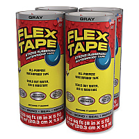 Flex Seal Flex Tape Strong Rubberized Waterproof Tape, 4" Core, 39 mil Thick, 8" x 5 ft, Gray, 4/Carton (TFSGRYR0805)