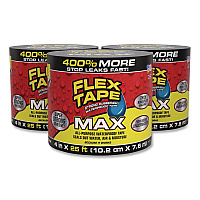 Flex Seal MAX Strong Rubberized Waterproof Tape, 4" Core, 39 mils Thick, 4" x 25 ft, Black, 3/Carton (TFSMAXBLK04)