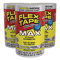 Flex Seal MAX Strong Rubberized Waterproof Tape, 4" Core, 39 mils Thick, 8" x 25 ft, Clear, 3/Carton (TFSMAXCLR08)