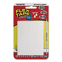 Flex Seal Flex Tape Strong Rubberized Waterproof Tape, 39 mils Thick, 4" x 3", White, 2 Patches/Pack, 24/Carton (TFSWHTMINI)