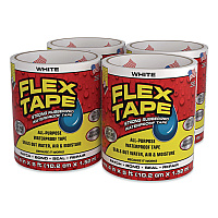 Flex Seal Flex Tape Strong Rubberized Waterproof Tape, 4" Core, 39 mil Thick, 4" x 5 ft, White, 4/Carton (TFSWHTR0405)