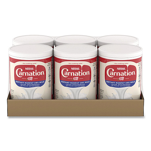 Carnation Instant Nonfat Dry Milk, Unsweetened, 8.5 lb Canister, 6/Carton (73249)