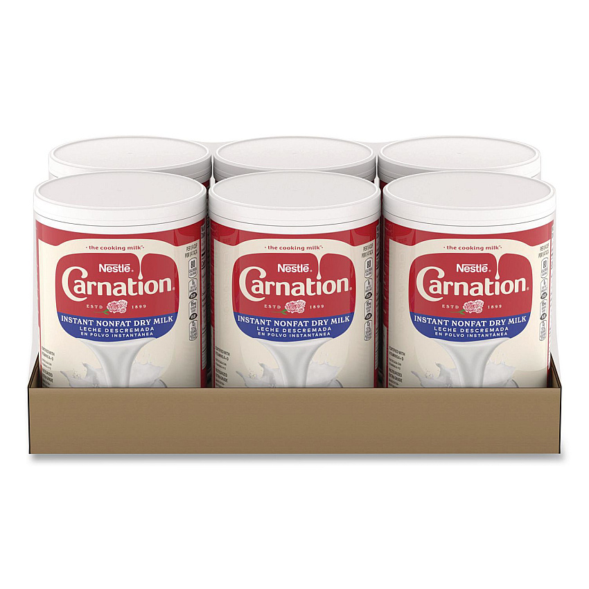 Carnation Instant Nonfat Dry Milk, Unsweetened, 8.5 lb Canister, 6/Carton (73249)