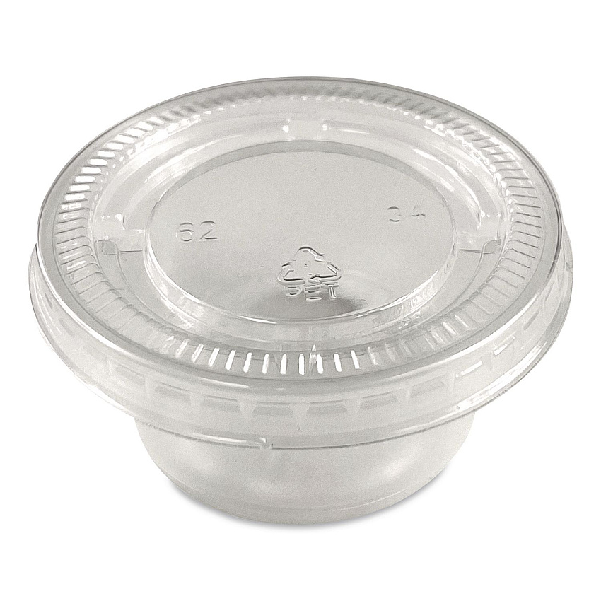 AmerCareRoyal Portion Cup Lids, Fits 1.5 oz to 2 oz Portion Cups, Clear, 100/Pack, 25 Packs/Carton (60003027)