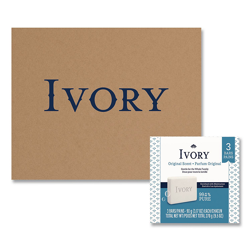 Ivory Individually Wrapped Bath Soap, Original Scent, 3.1 oz, 72/Carton (22302)