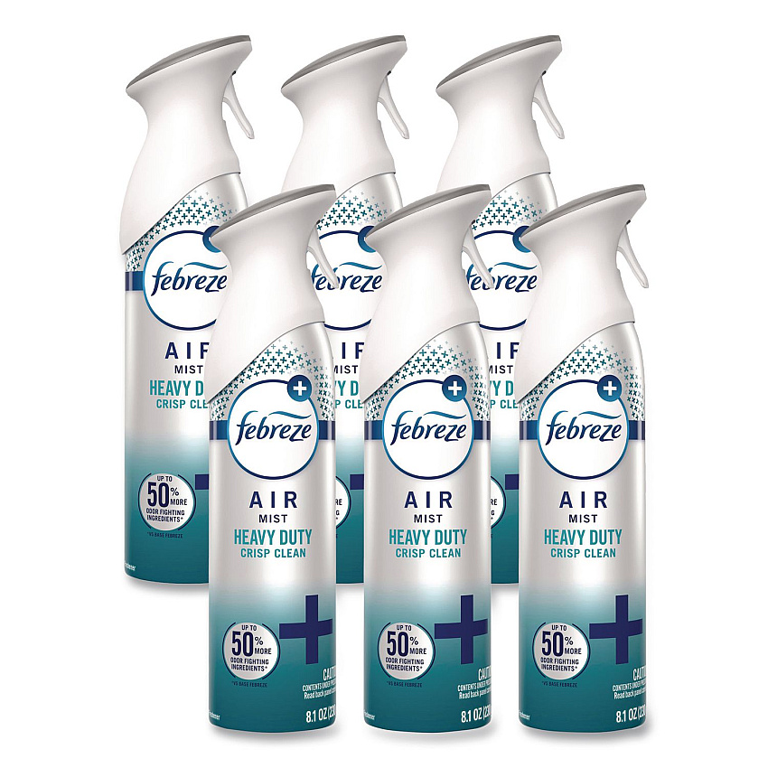 Febreze AIR, Heavy-Duty Crisp Clean, 8.1 oz Aerosol Spray, 6/Carton (19924)