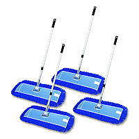 Gritt Commercial All-In-One 24" Microfiber Dust Mop Set With 72" Telescopic Handle, 24" x 5", Blue, Microfiber Head, 72" Silver Handle, 4 Kits (GRI17424T4PK)